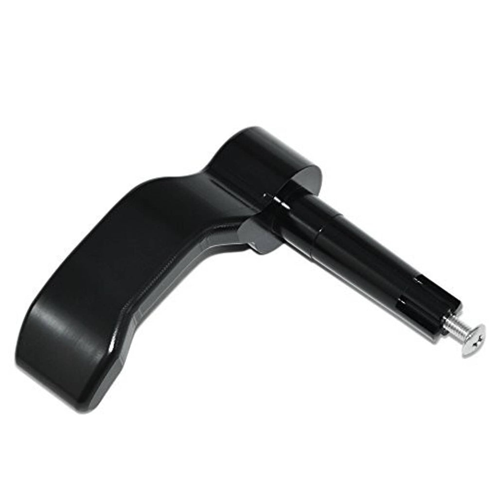 Black throttle thumb lever with screw post and curved grip shape
