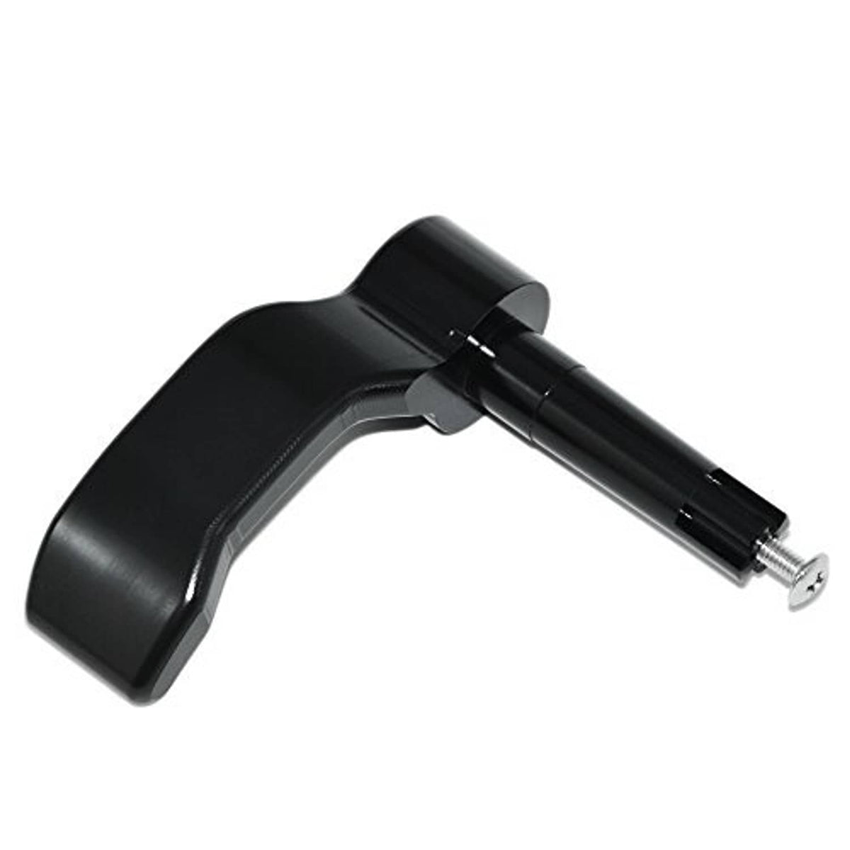 Black throttle thumb lever with screw post and curved grip shape