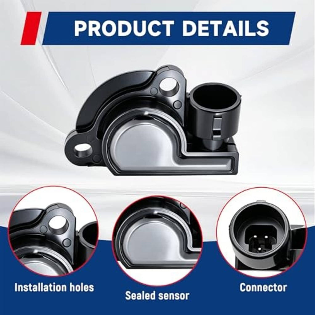 Throttle position sensor shown with connector, sealed sensor face, and installation holes.