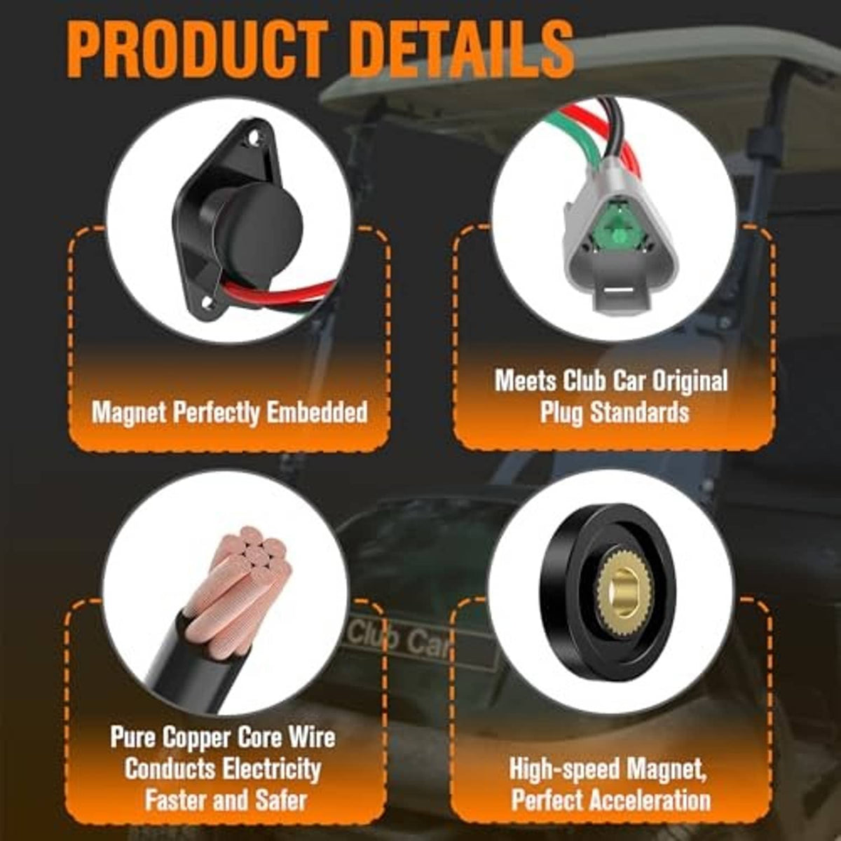 Golf cart speed magnet kit details: embedded magnet, copper wire, sensor parts