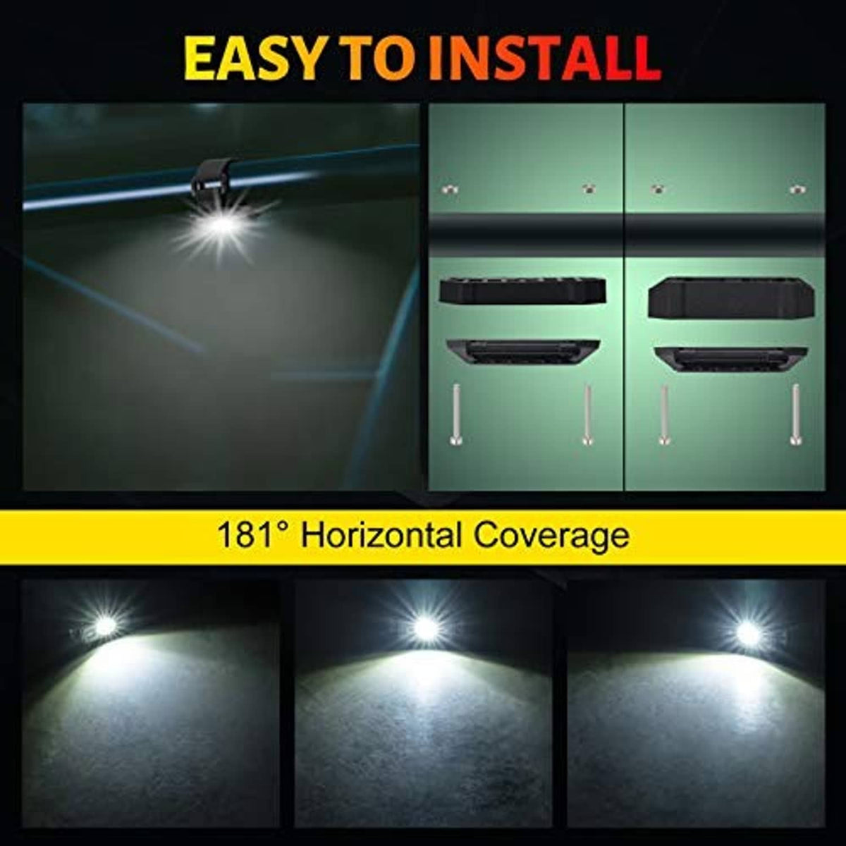 Mounted LED dome light shining a bright beam through a black light housing