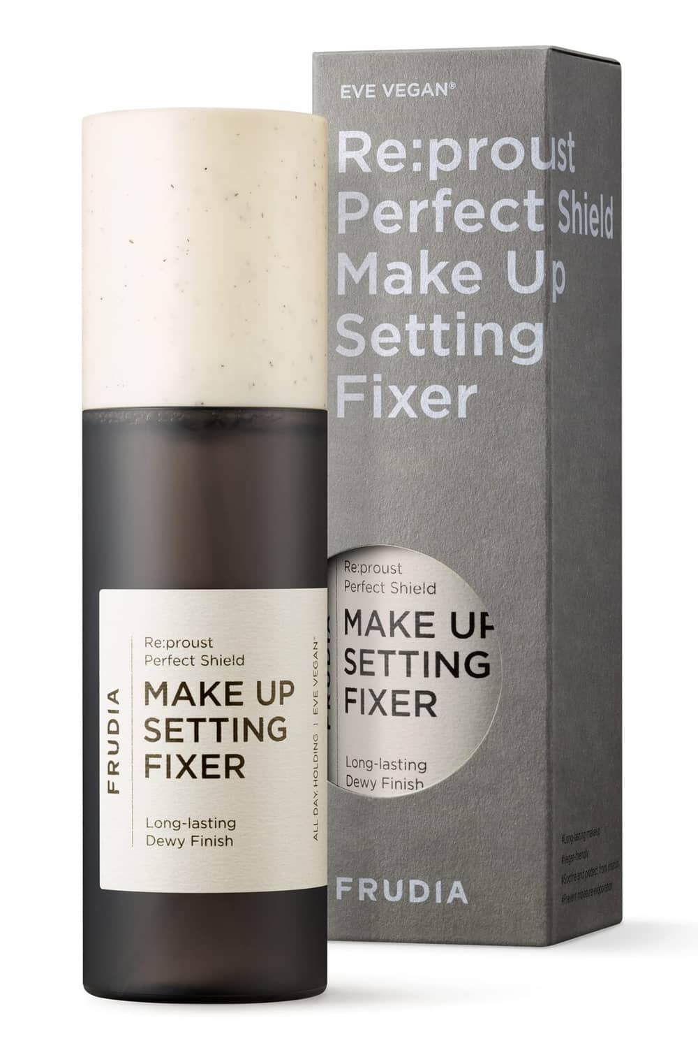 Makeup setting mist bottle with black cap and Re:proust Perfect Shield Fixer box
