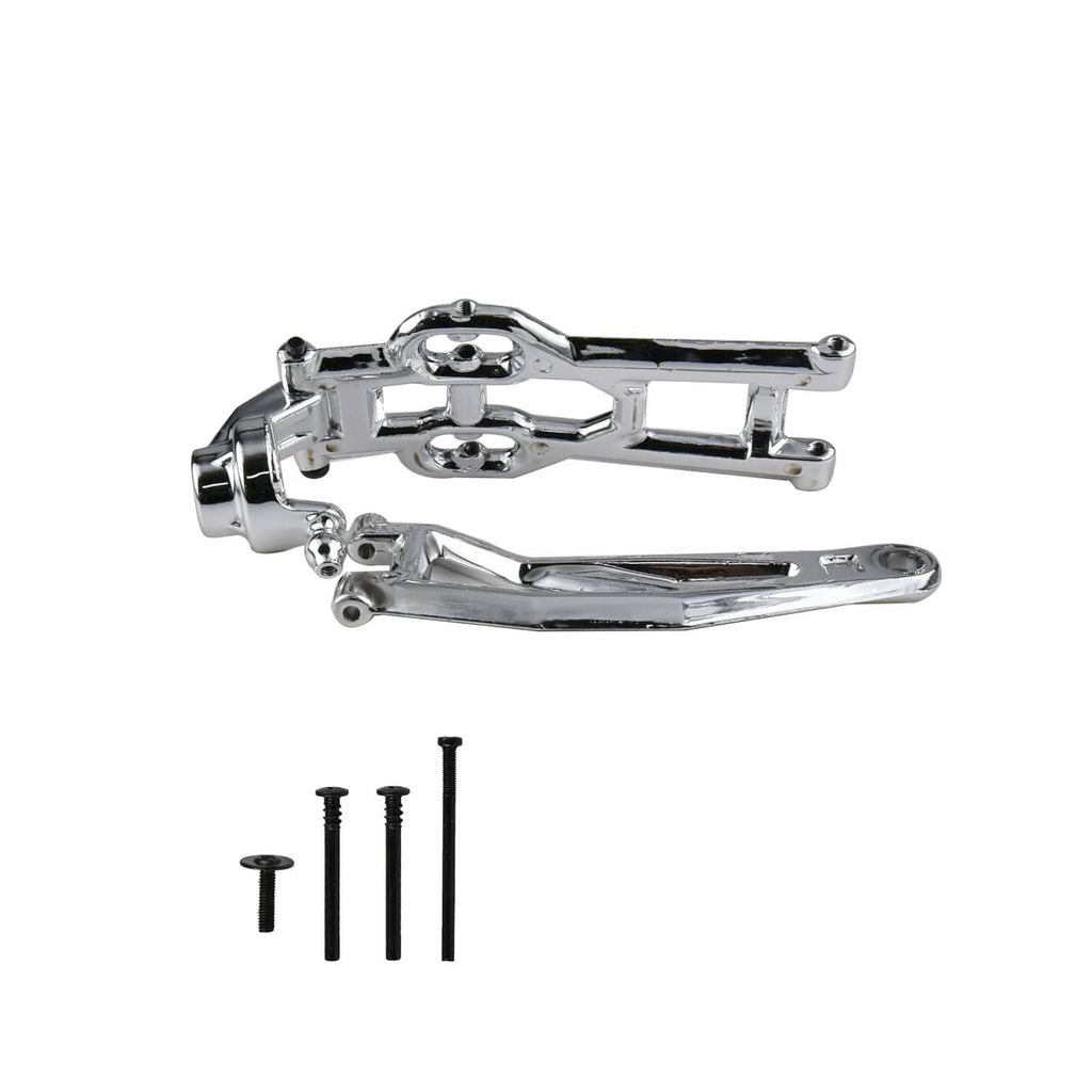 Silver RC car rear rocker arm assembly, long metal arms with mounting screws