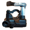 Thumb throttle for ATV with black grip, chrome metal tube, and bar-mount housing