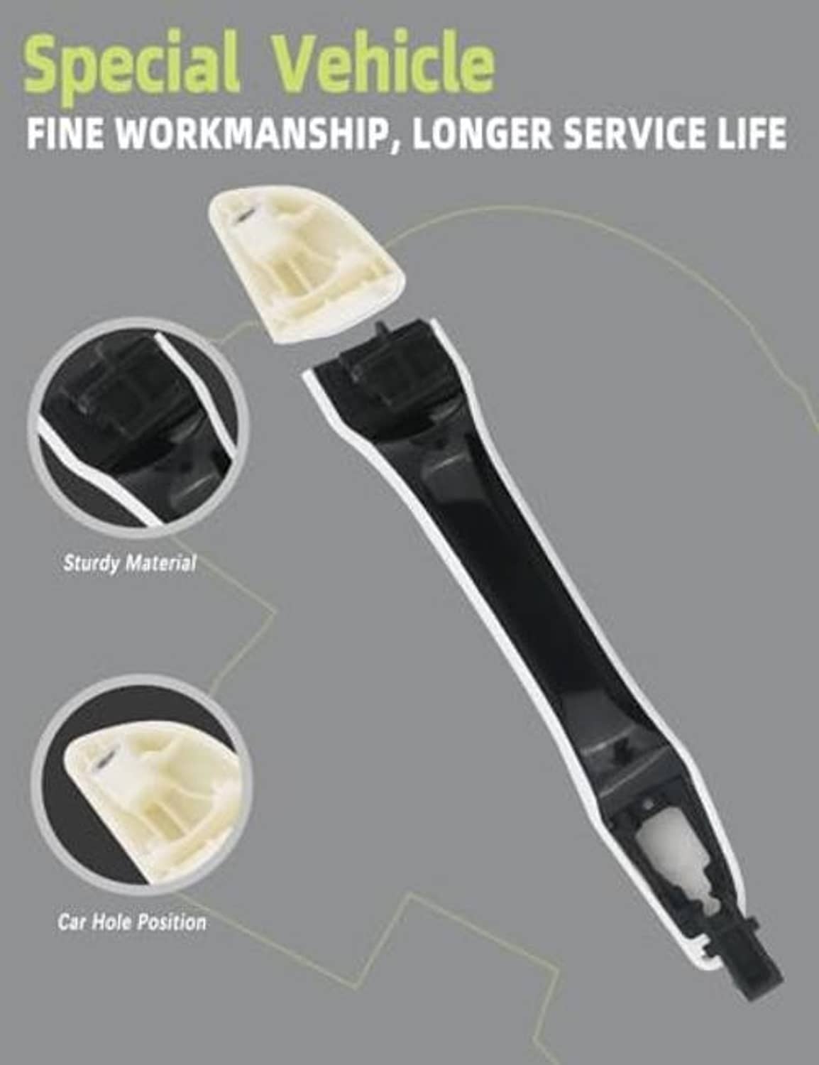 Exterior door handle assembly, white outer lever with black inner components
