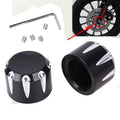 Black axle cap nut covers with chrome spikes and included mounting hardware