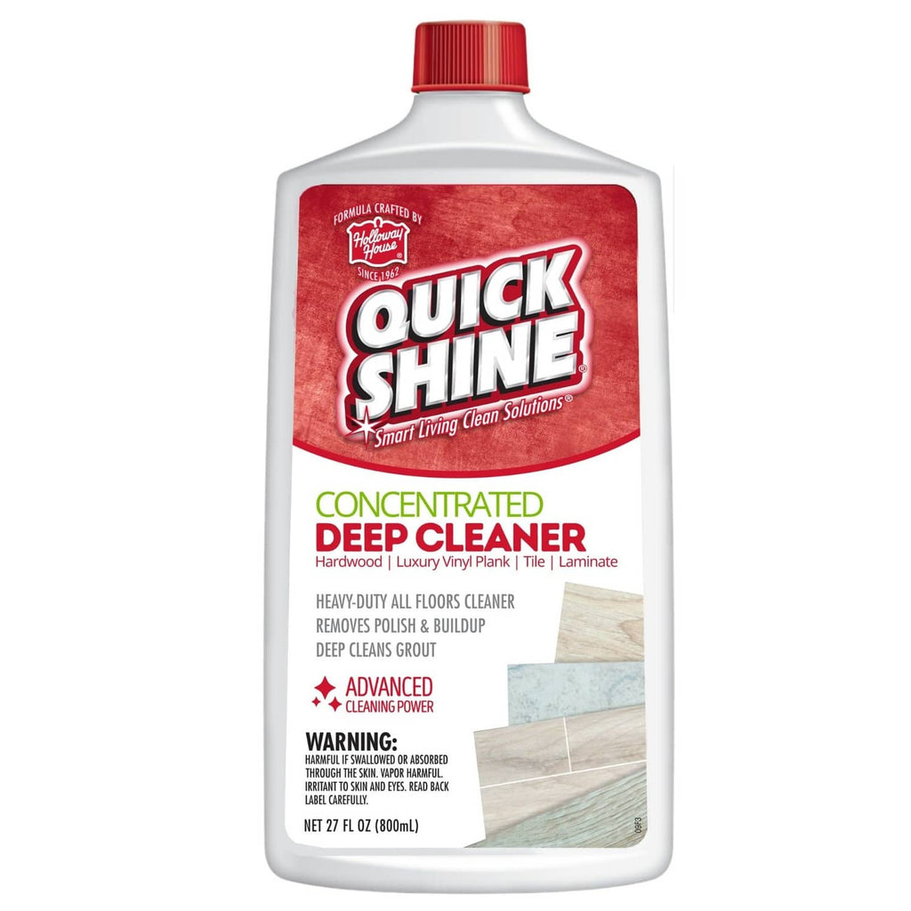 Quick Shine concentrated deep cleaner bottle, red cap, front label for floors