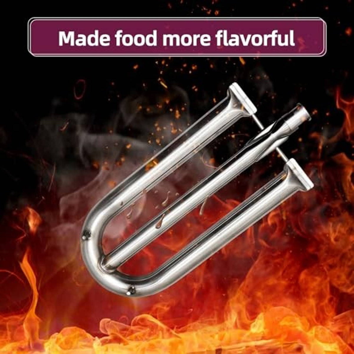 Stainless steel U-shaped burner tube replacement, chrome finish