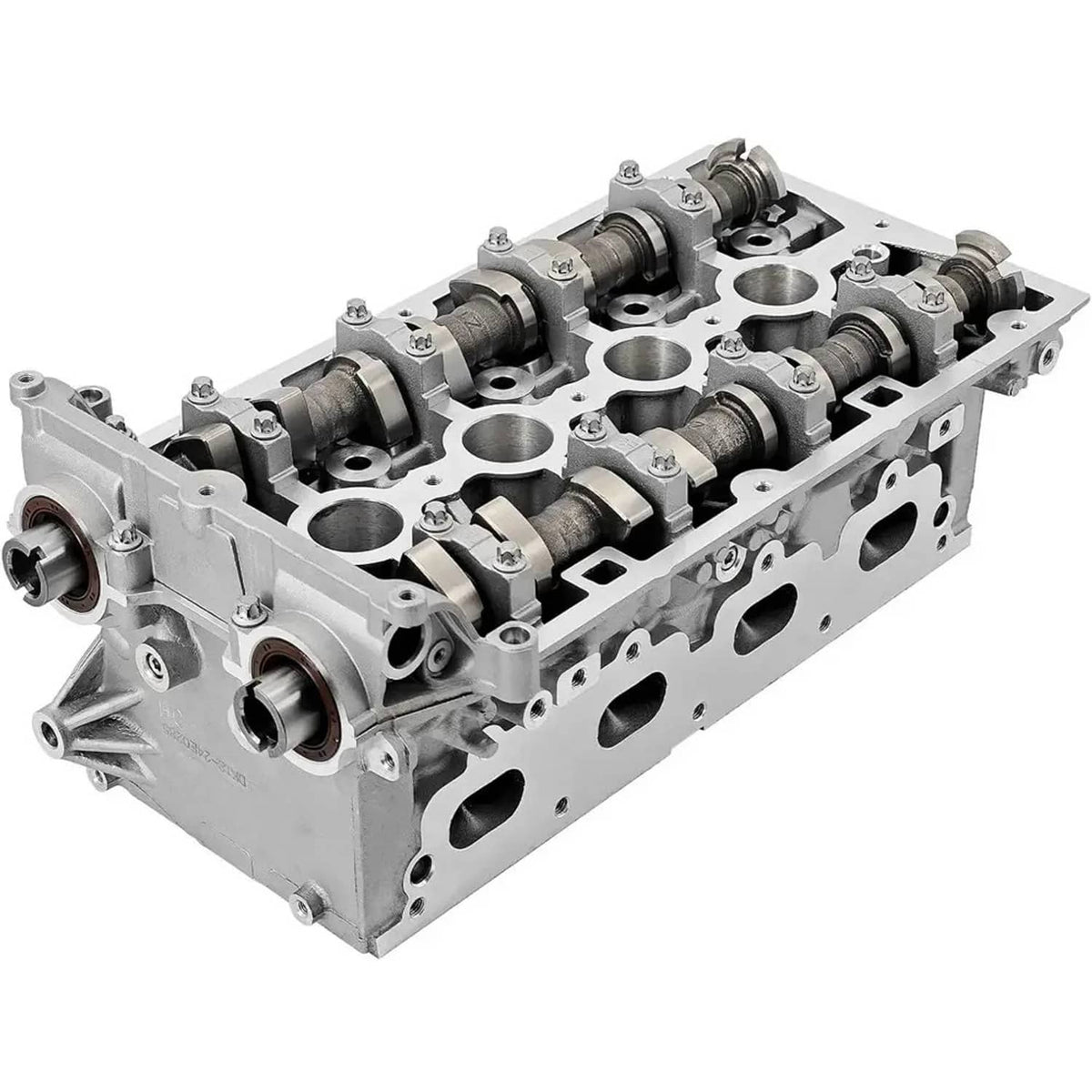 Cylinder head with camshafts and rocker arms, front intake opening shown