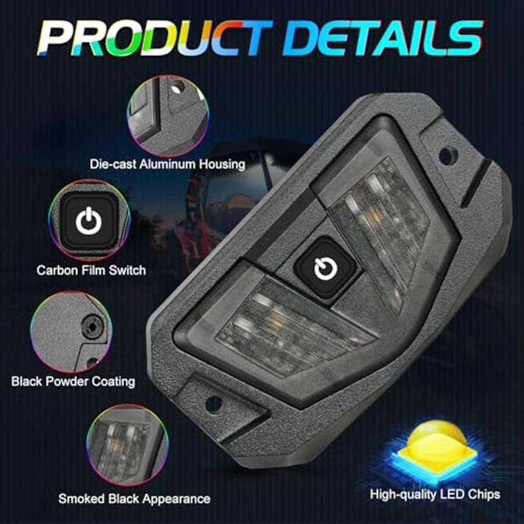 UTV LED dome light housing with carbon film-style switch and windowed lens
