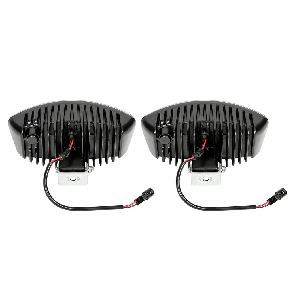 Two LED cab roof marker lights with rear brackets, black fins, and red/black connectors