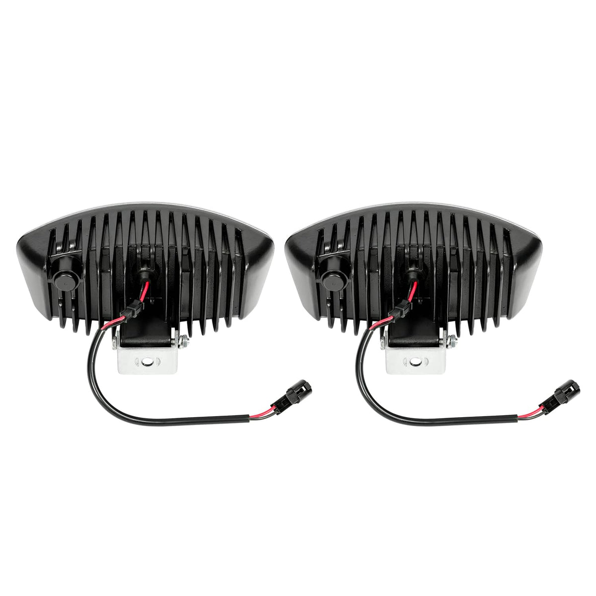 Two LED cab roof marker lights with rear brackets, black fins, and red/black connectors