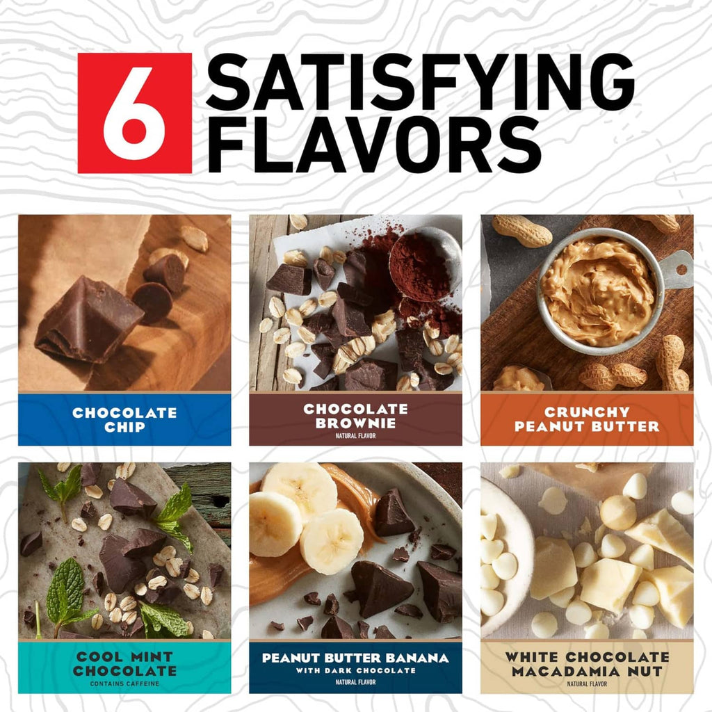 CLIF BAR Protein Energy Bars, 6 flavor variety collage on bar wrappers