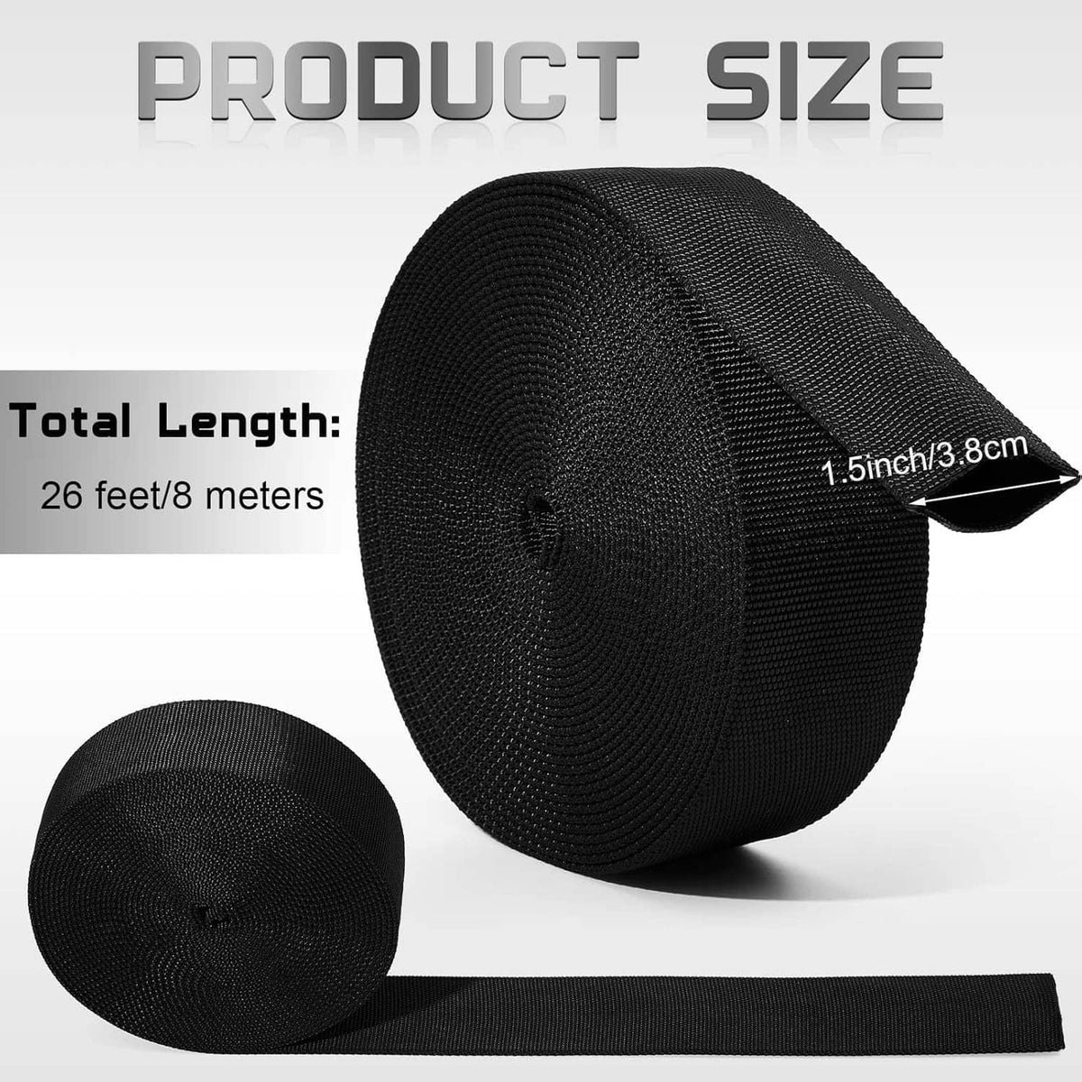 Black nylon protective hose sleeve roll, coiled strap with open interior end