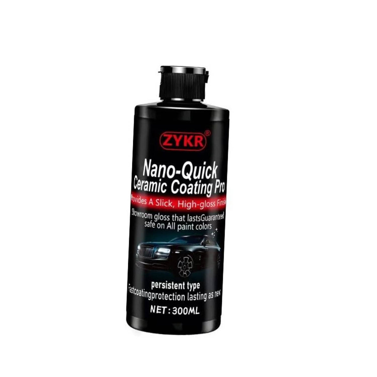 Car ceramic coating spray wax bottle with black cap, ZYKR label, Nano-Quick