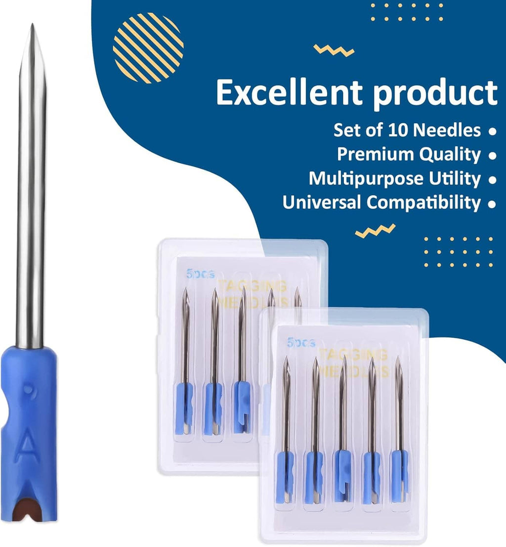 Set of 10 blue-handled tagging gun needles in two clear storage cases