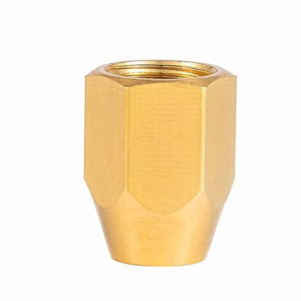 Solid brass hex fitting with internal threads, compact cap for pneumatic connections