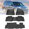 Black 3-row 3D TPE floor mat liners set, four-piece with raised channels