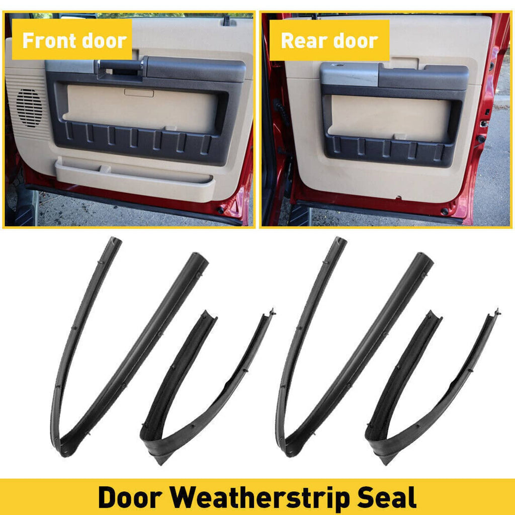 Front and rear door weatherstrip seal kit with multiple curved black strips