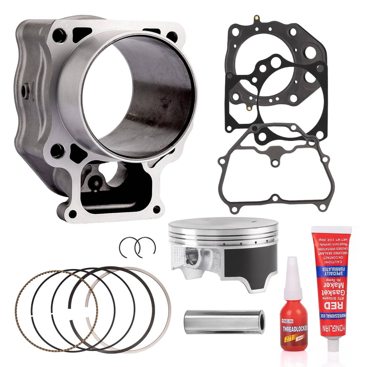 Engine cylinder block kit with piston, piston rings, and gasket set