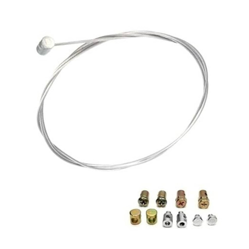 Motorcycle throttle cable repair kit with silver flexible cable and brass fittings