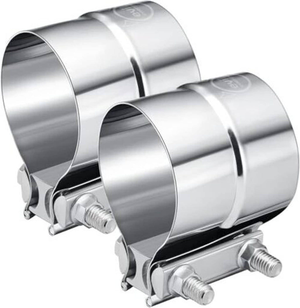 Stainless steel exhaust band clamp with loop band and two hex bolts
