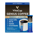 VitaCup Genius Coffee instant coffee packets box, keto-friendly energy & focus, medium roast