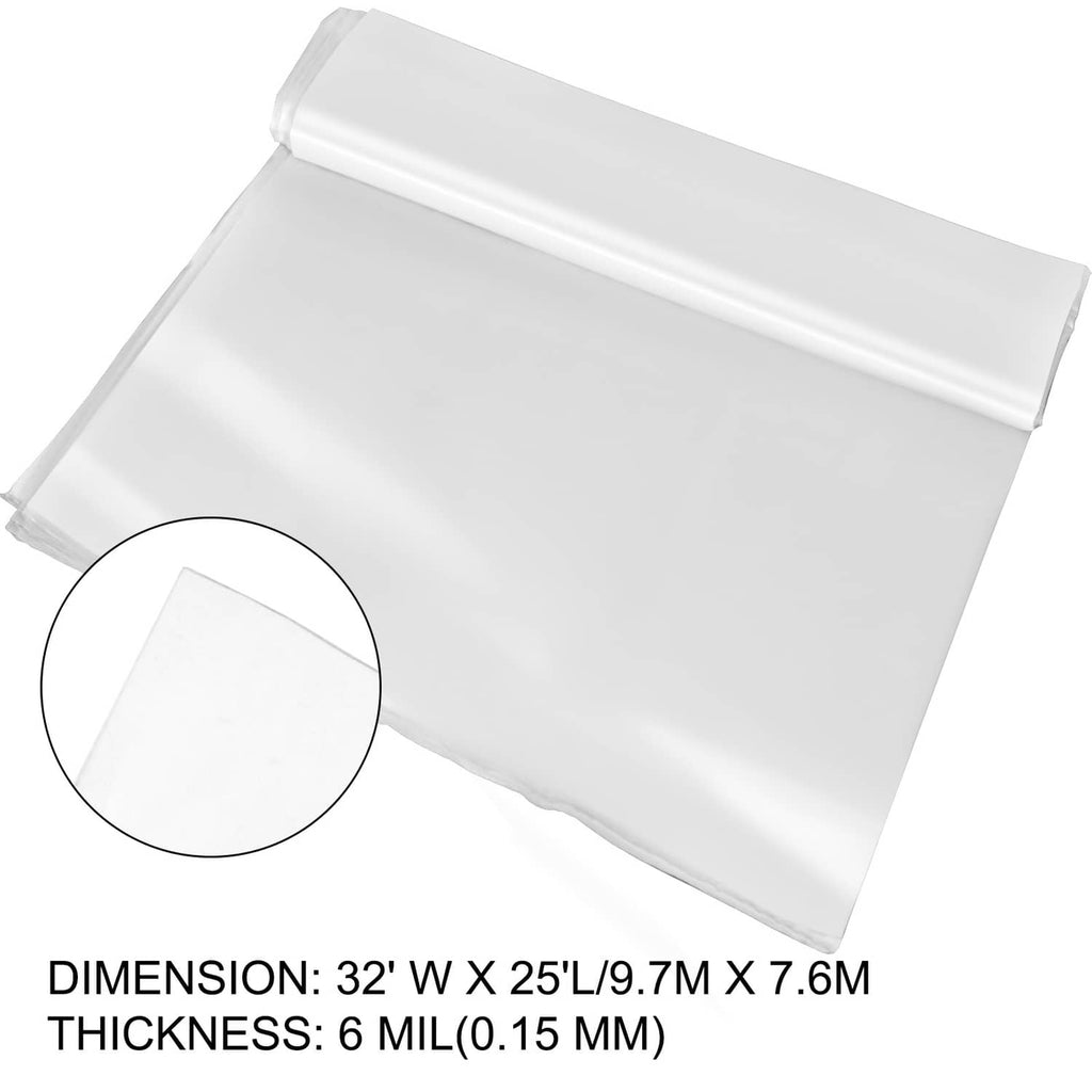 White polyethylene greenhouse film sheet with rolled edge shown close-up