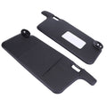 Black car sun visor pair with clips and rectangular cutouts
