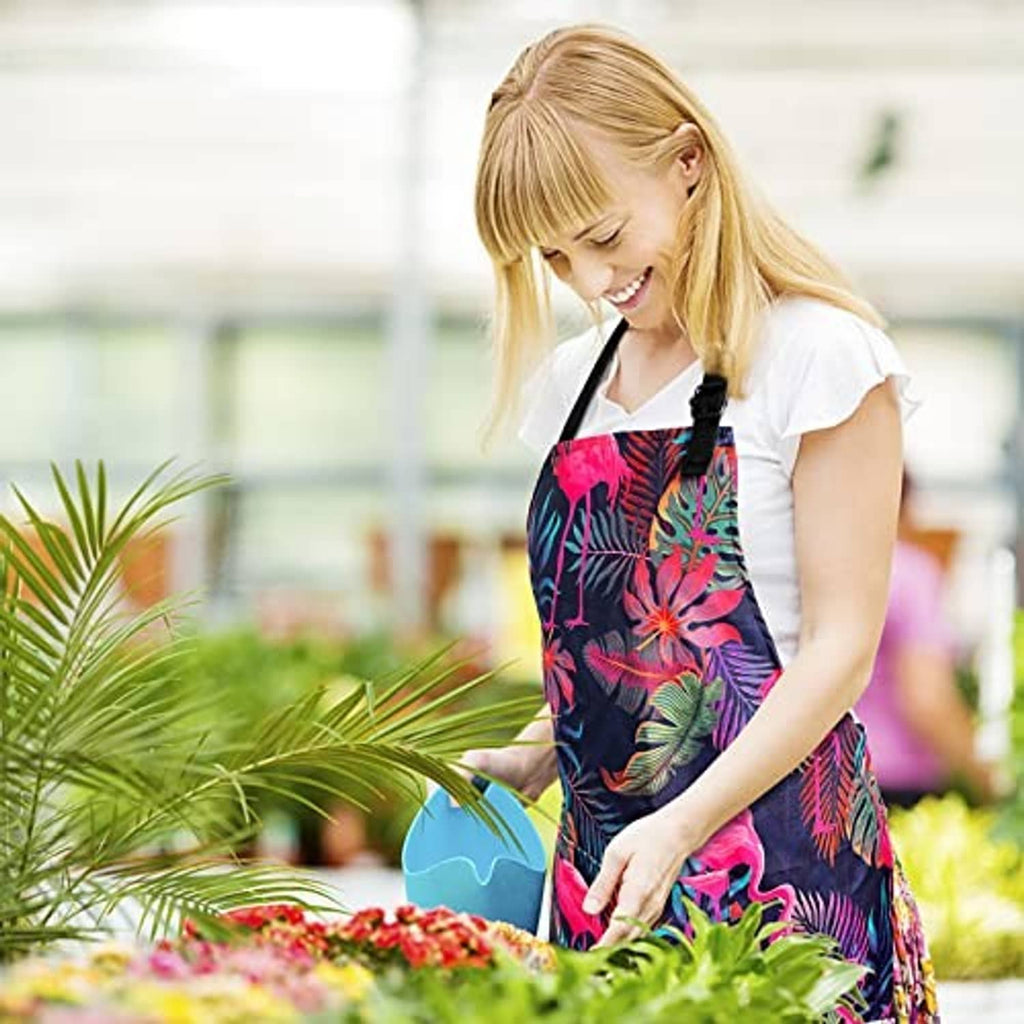 Flamingo waterproof bib apron with adjustable straps and flamingo jungle print