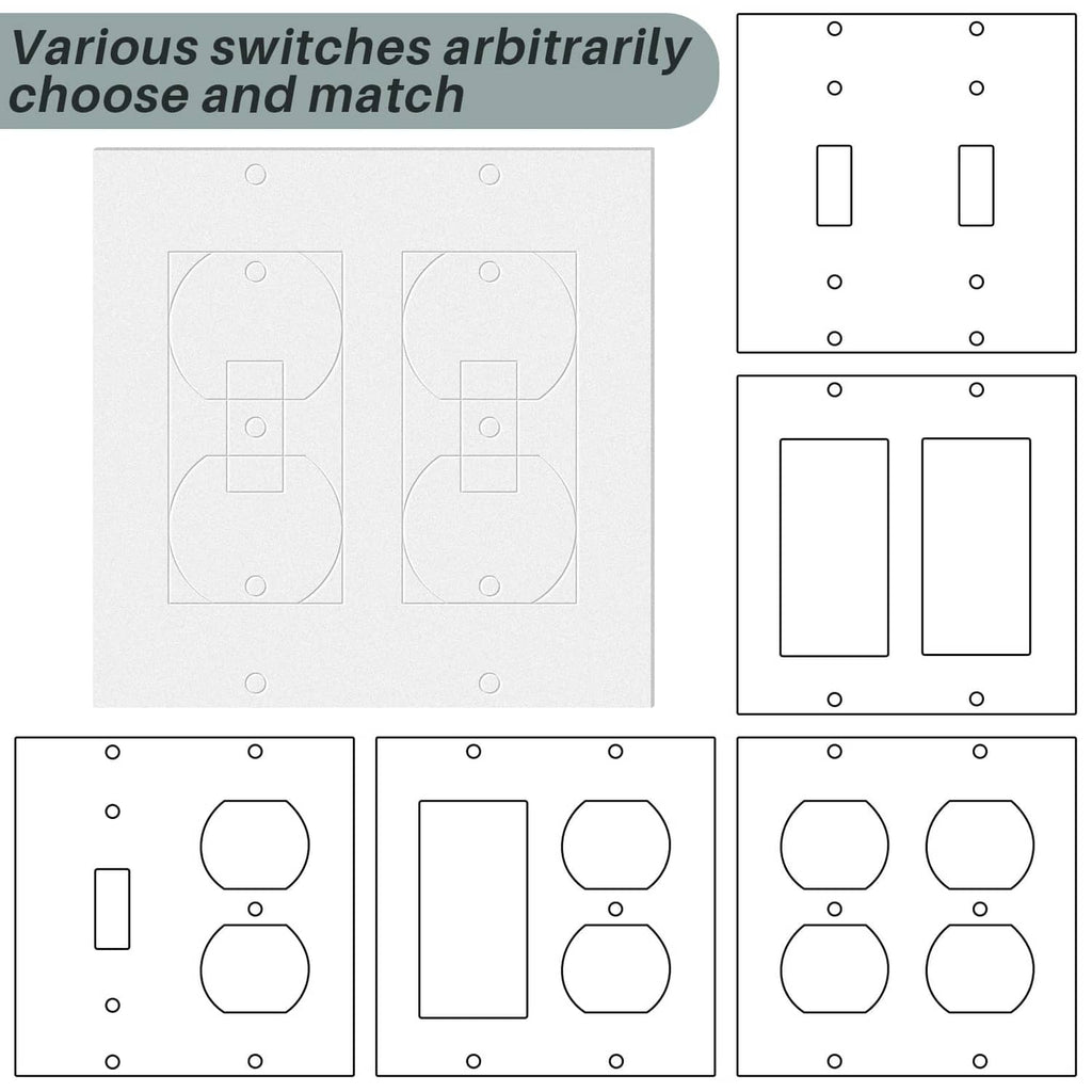 Outlet insulation draft sealer pieces with multiple 2-gang cutout shapes
