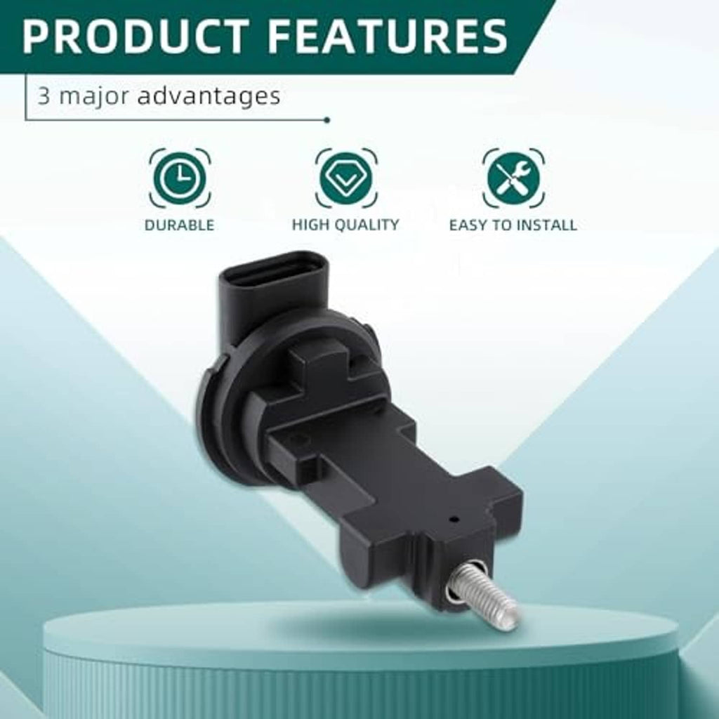 Black camshaft position sensor with angled latch-style body and threaded stud