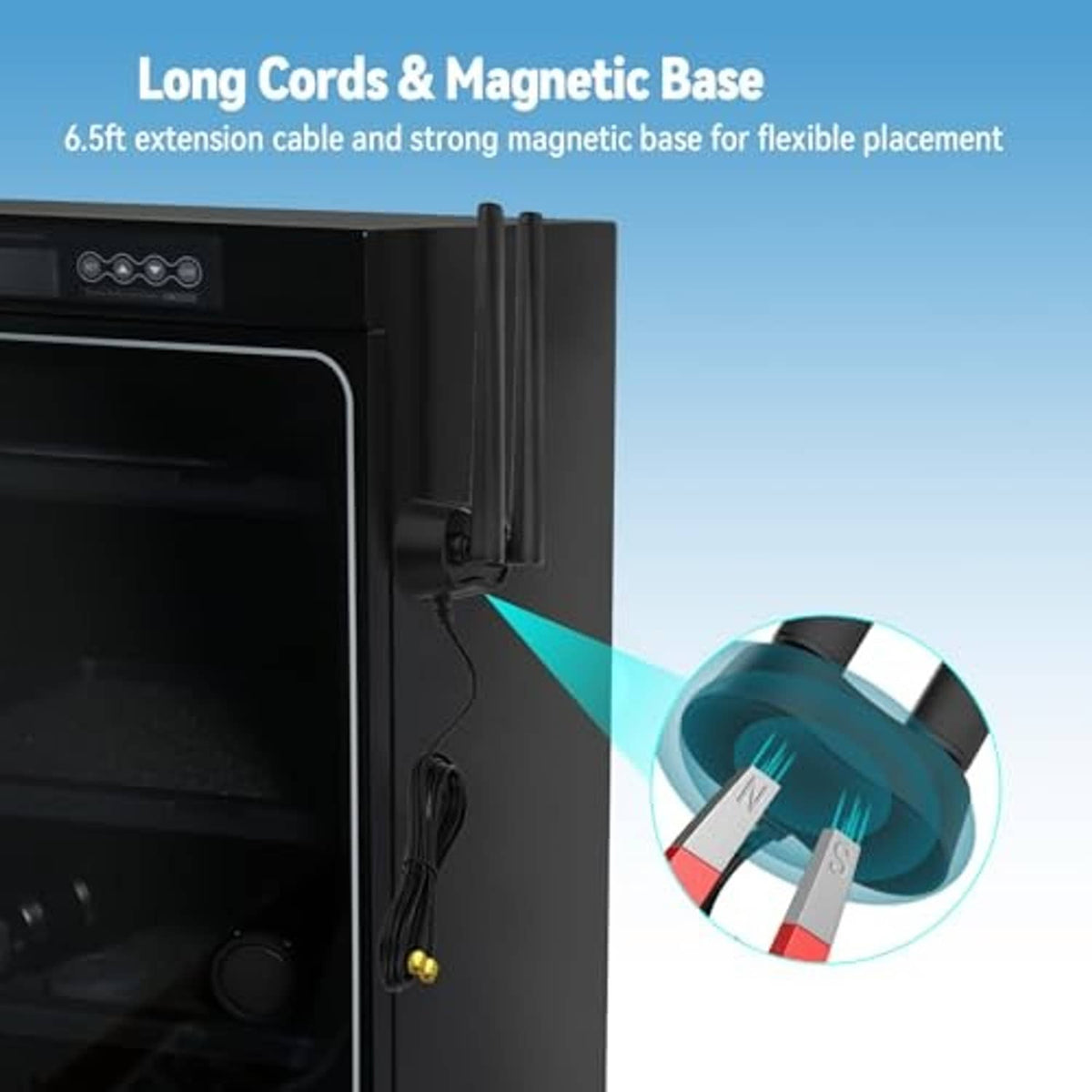 Magnetic WiFi 6E antenna with long extension cable and mounting magnet base