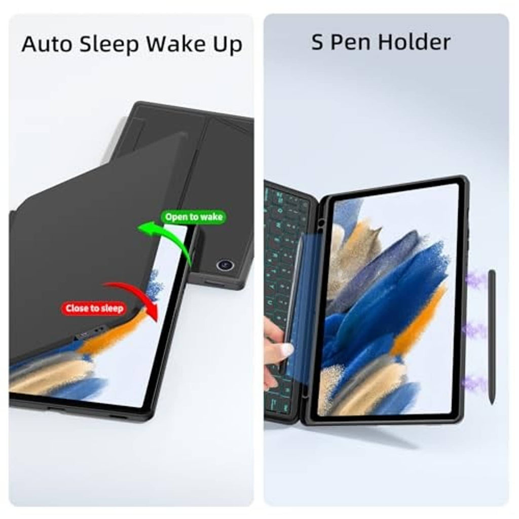 Magnetic tablet keyboard case with auto sleep/wake and side S Pen holder