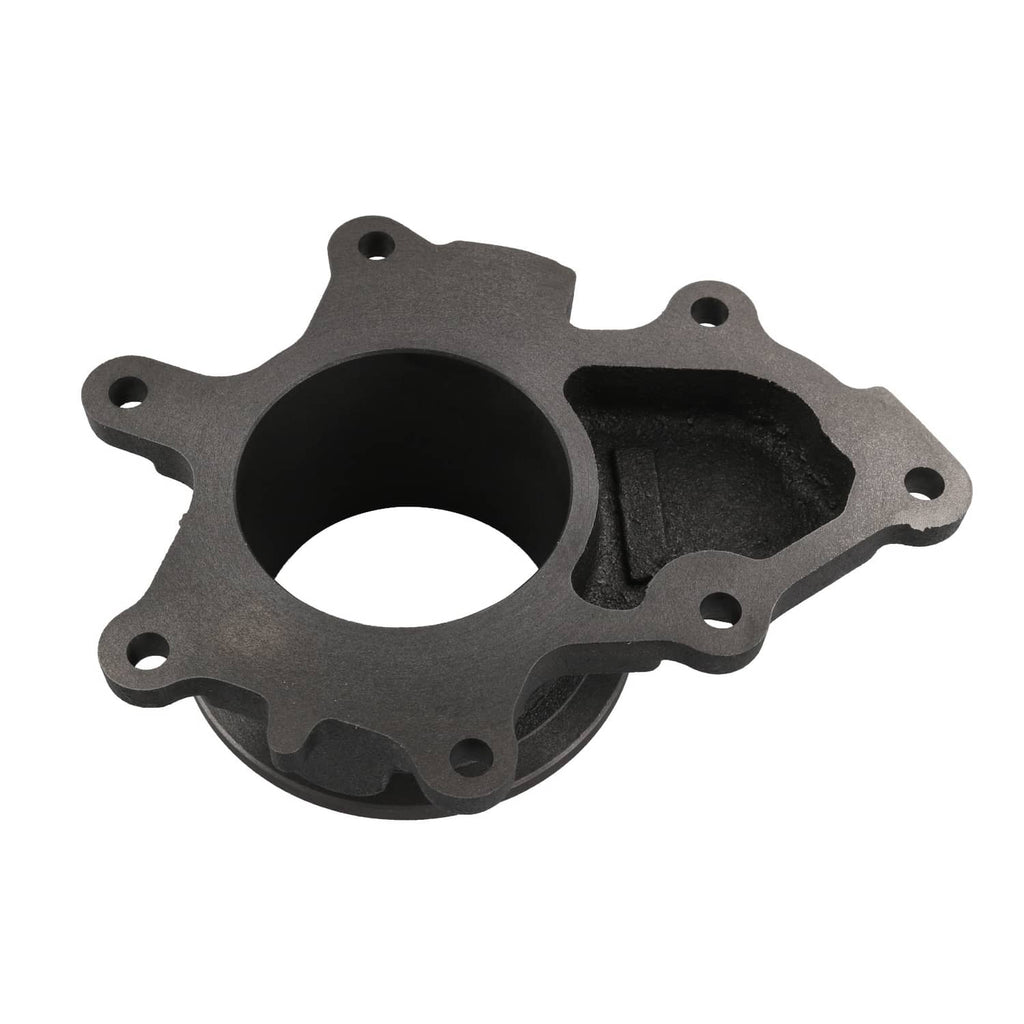 Turbo exhaust housing pedestal with circular opening and side outlet channel, dark finish