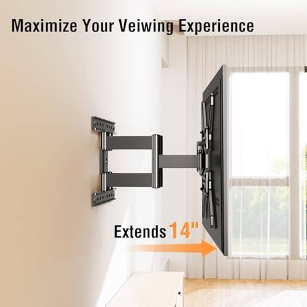 Ultra slim TV wall mount with extended brackets and low-profile arms