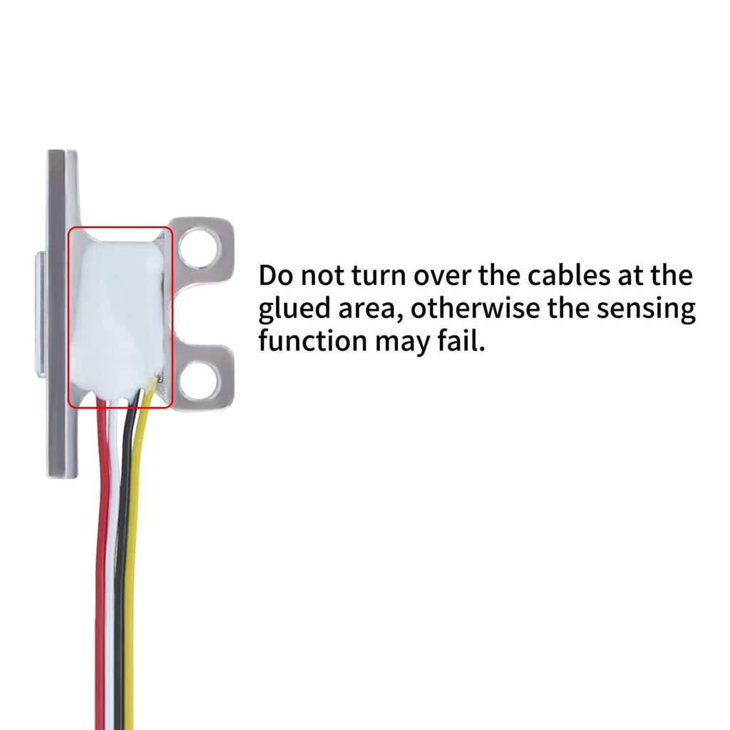 Sensor block on bracket with two mounting holes and multicolor wires