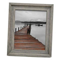 Distressed gray wooden picture frame with clear plexiglass front, 11x14