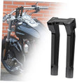 Black clamp-on motorcycle handlebar risers with mounting bolts, pair with tall legs