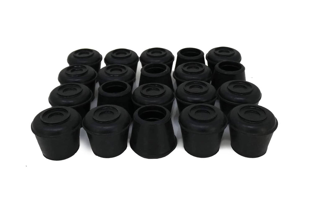 Set of black rubber chair leg tips for 3/4-inch inside diameter legs