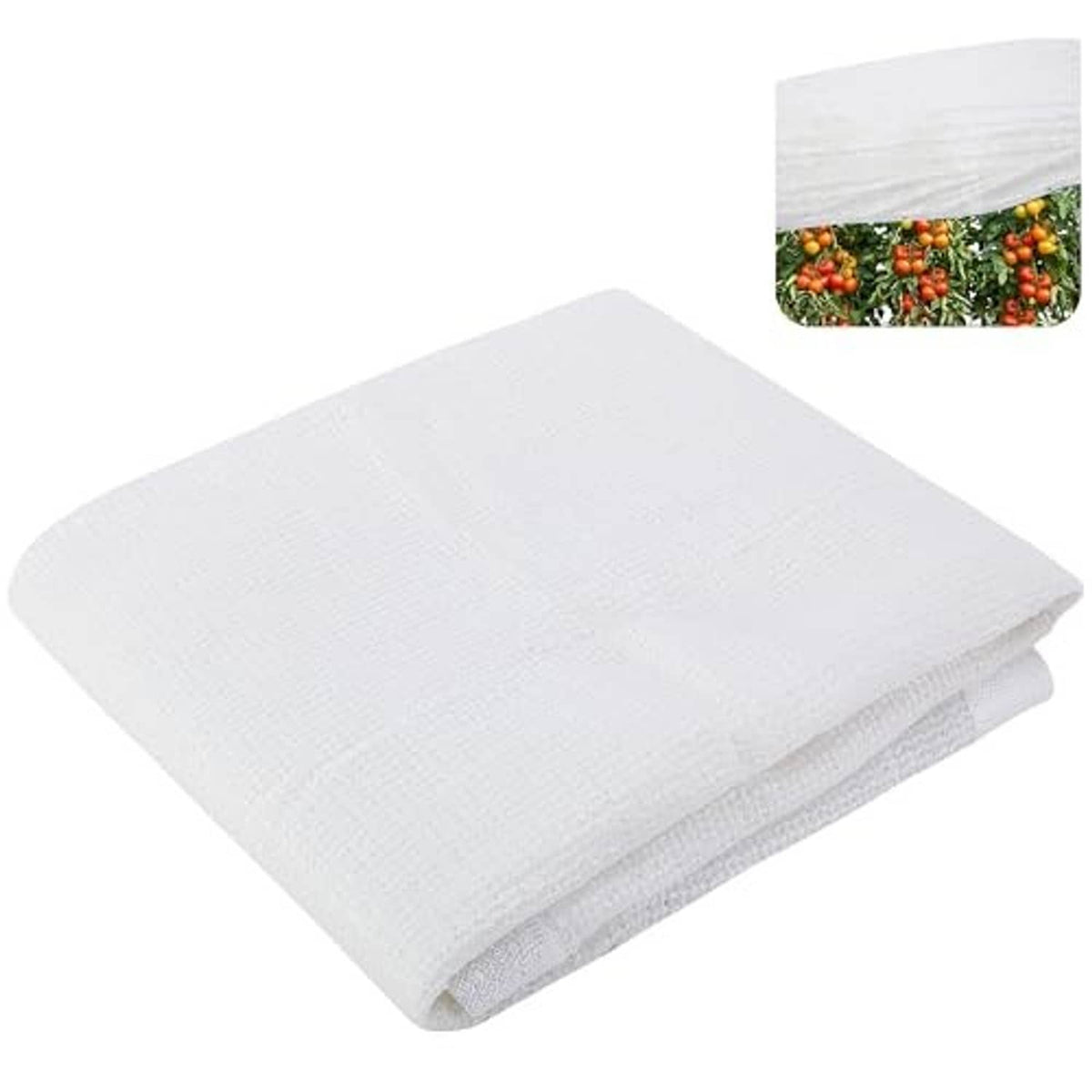 White plant sun shade net cloth, neatly folded, fine woven mesh texture