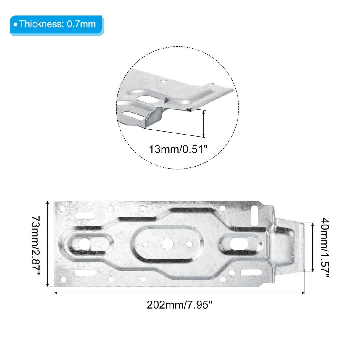 Silver metal air conditioner wall bracket with close-up support and mounting tab