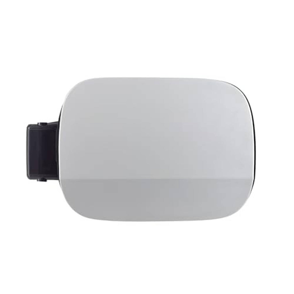 Gray fuel tank door cover with black mounting bracket and rounded face