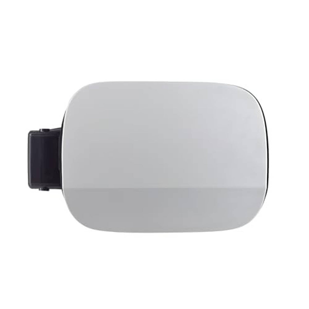 Gray fuel tank door cover with black mounting bracket and rounded face