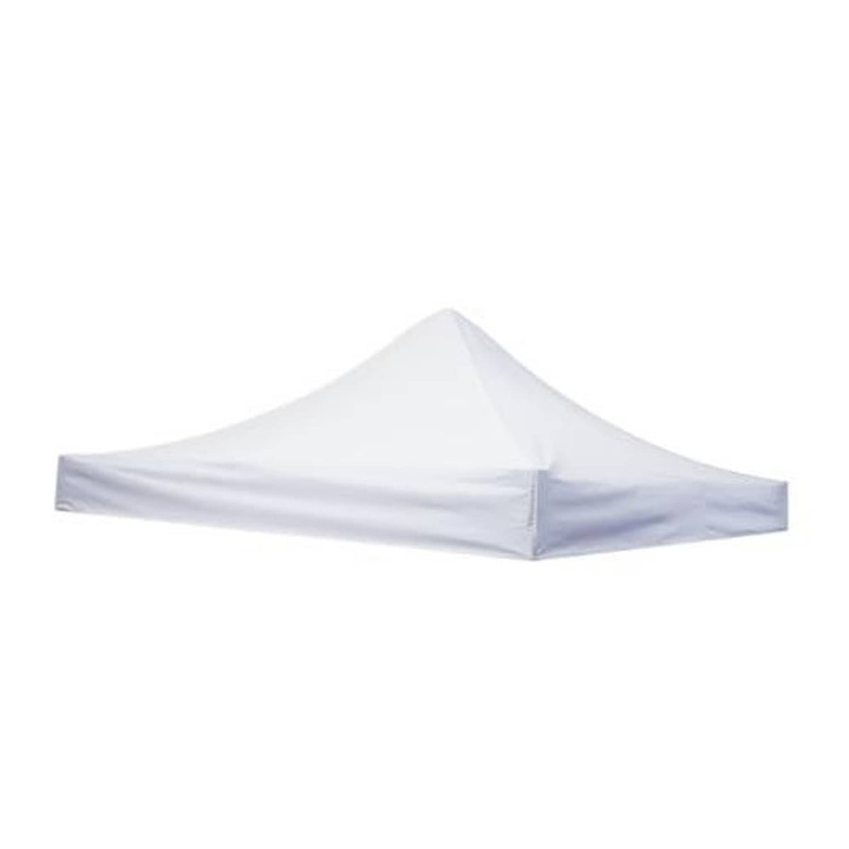 White pop-up tent canopy replacement top with peaked roof and side valance