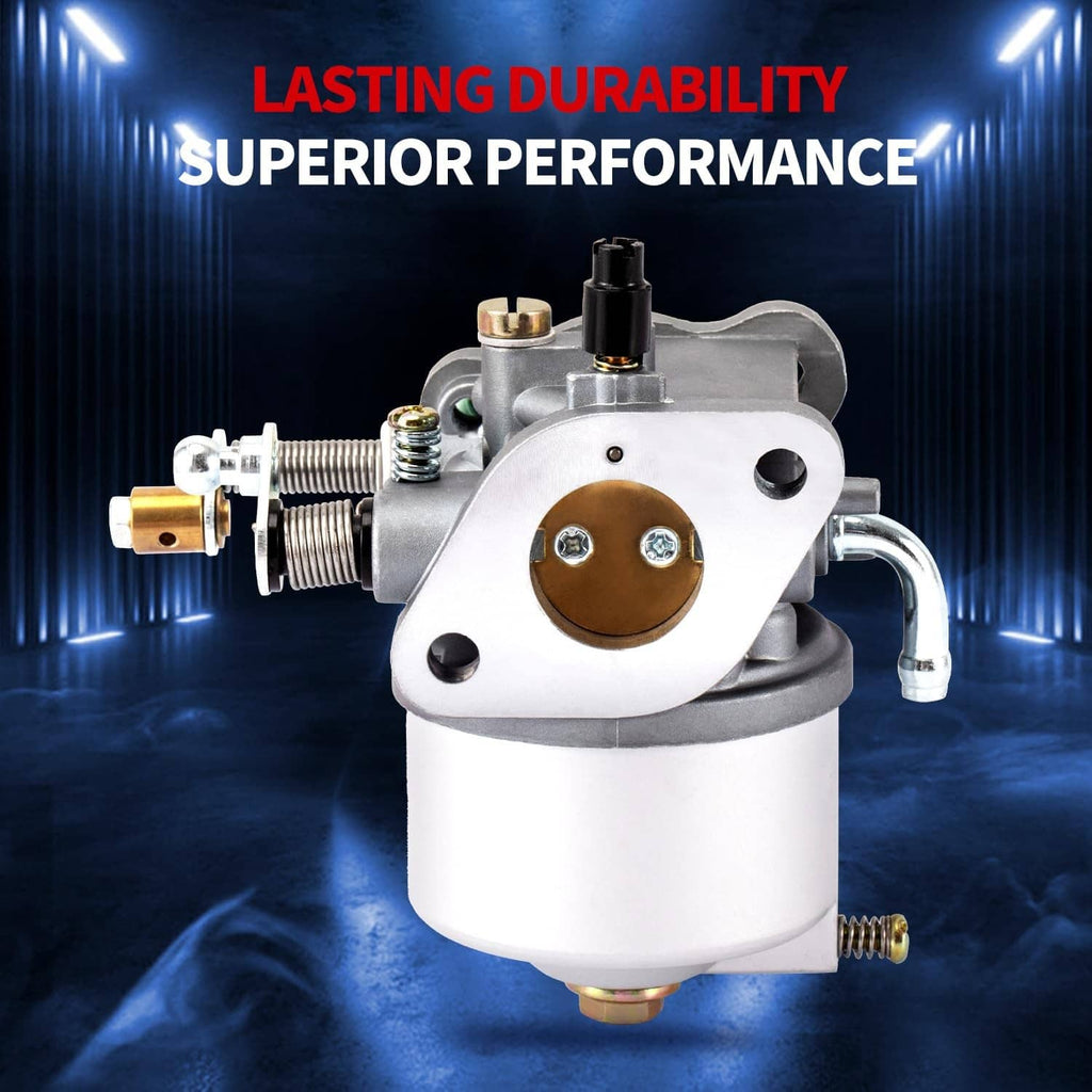 Carburetor with silver body, black intake cover, and brass adjustment fittings