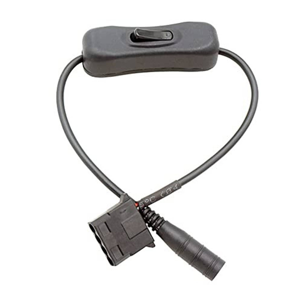 DC power to Molex 4-pin PC fan power adapter with inline on/off switch