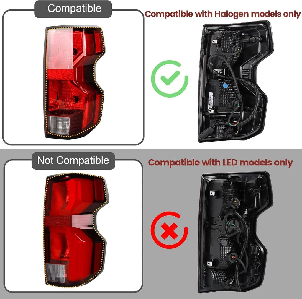 Right passenger tail light assembly comparison with LED wiring and connector (compatible/compatibility)