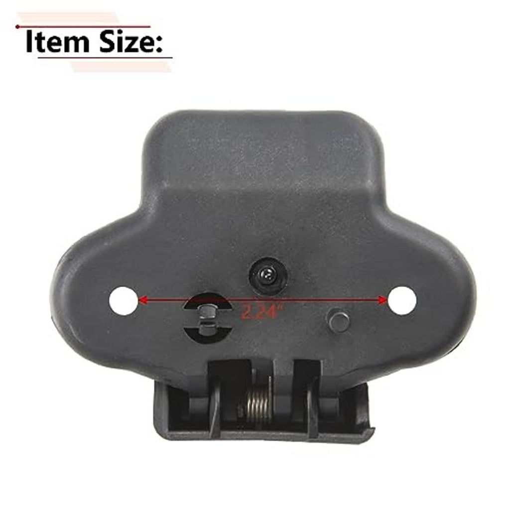 Hood latch release handle, dark plastic back plate with spring-loaded mechanism