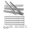 Stainless steel grill burner tubes and brackets with mounting hardware